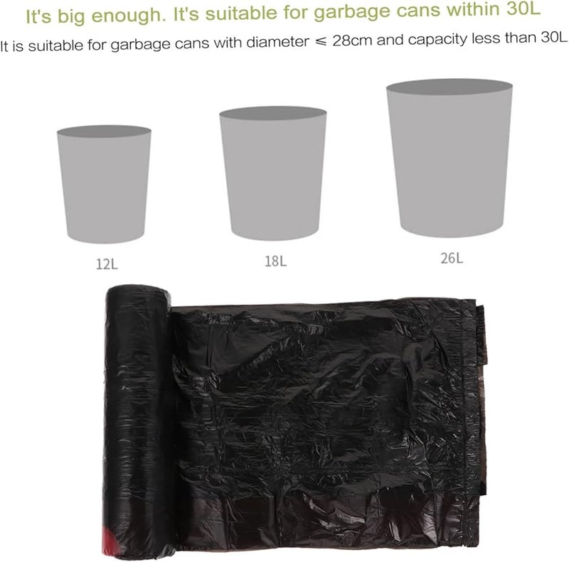 أكياس قمامة سوداء بحبل سحب، عبوة من 10 قطع، مقاومة للتسرب ومتينة من مادة البولي بروبيلين للمطبخ والحمام والمكتب - Image 2